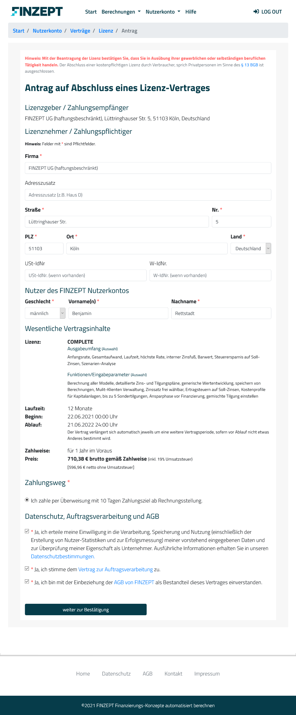 Bild Lizenzantrag