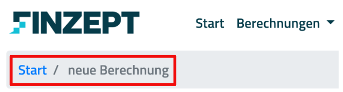 Bild Subnavigation für gestartete Berechnung