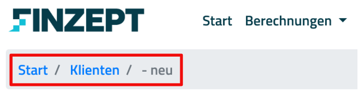 Bild Subnavigation für durchgeführte Berechnung